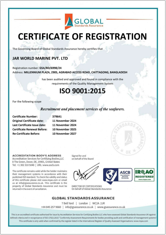 GLOBAL JAR WORLD MARINE PVT. LTD. — Registration Document
