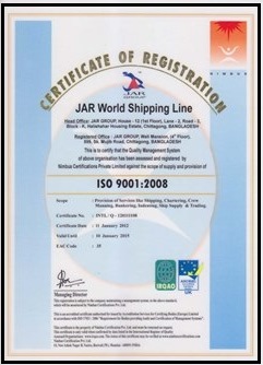 JAR LIMITED ISO Certificate